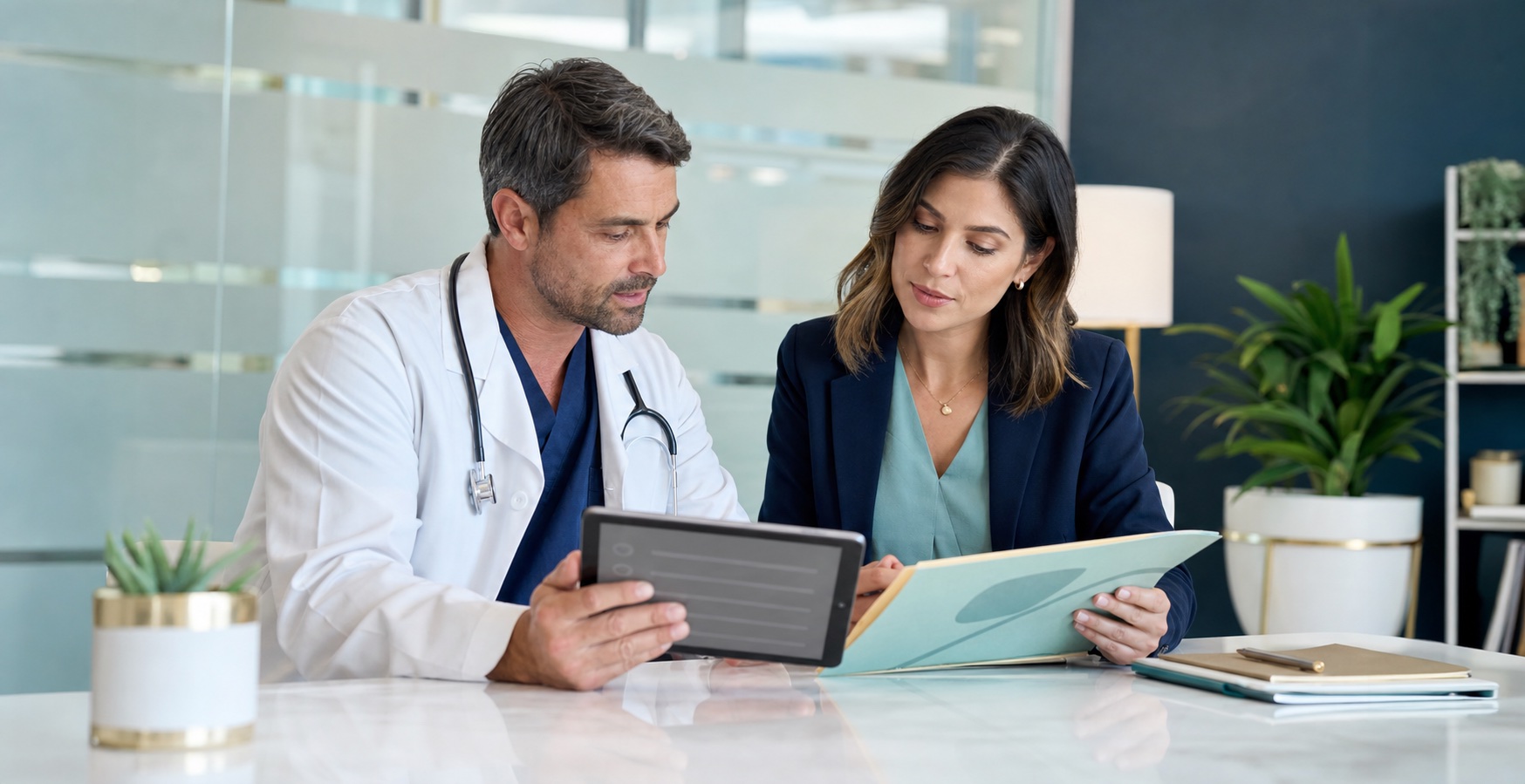 Provider and credentialing advisor reviewing enrollment readiness